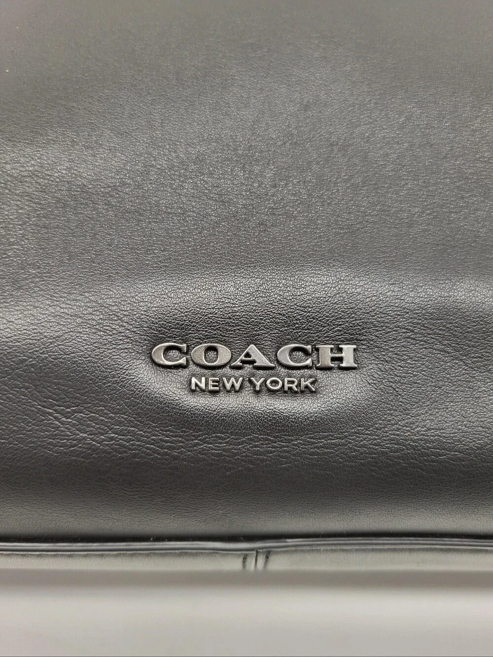 Coach Graham Foldover Tote F50712 Black Leather Convertible Crossbody